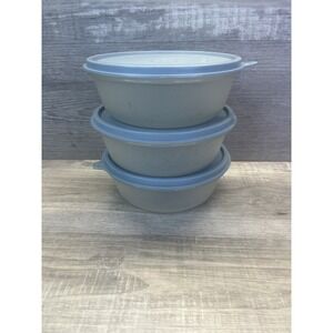 Vintage Tupperware Wonder Cereal Bowls w/lids Vtg Lot Of 3 Retro Made In USA
